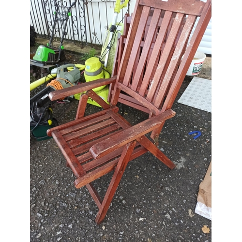 22 - 4 x Hardwood Reclining Garden Chairs