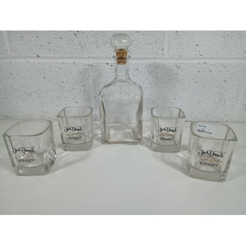 373 - 4 x Jack Daniel Whiskey Heavy Square Glasses and a Jack Daniels Decanter