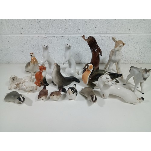 397 - A Collection of Vintage LOMONOSOV USSR Russian Porcelain Animals - Missing Ear of Cat and Tail to Bi... 