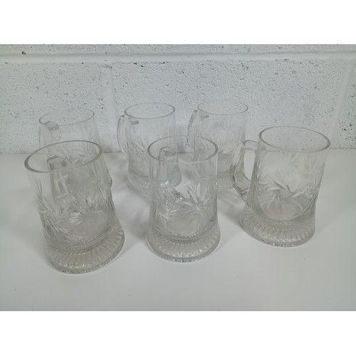 374 - Set of 6 x Baccarat Beer Tankards