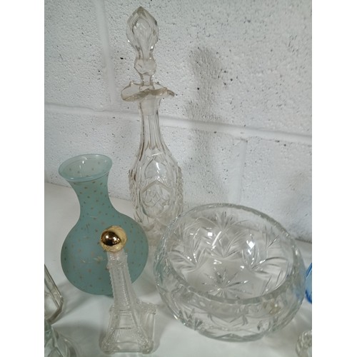 693 - A Lead Crystal Bowl , Decanters and Other Glassware