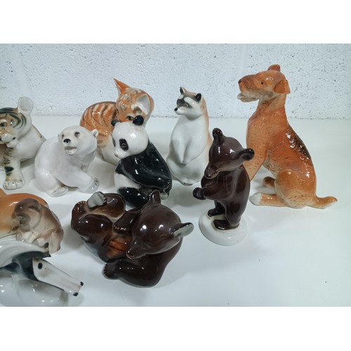 398 - A Collection of Vintage LOMONOSOV USSR Russian Porcelain Animals - No Visible Chips or Cracks