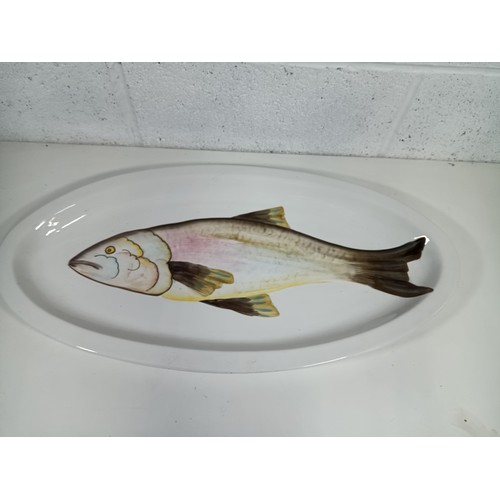 847 - A Large Studio Pottery Fish Plate 68cm x 34cm