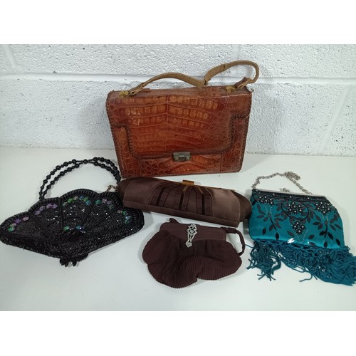 828 - A Crocodile and Other Vintage Purses and Handbags