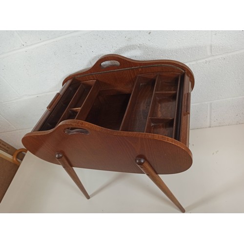 354 - Vintage Danish Roll Top Sewing Box with 2 x Removable Trays 57cm H x 58cm W x 34cm D