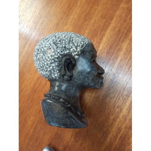 745 - Carved African Head 13cm x 10cm x 7cm