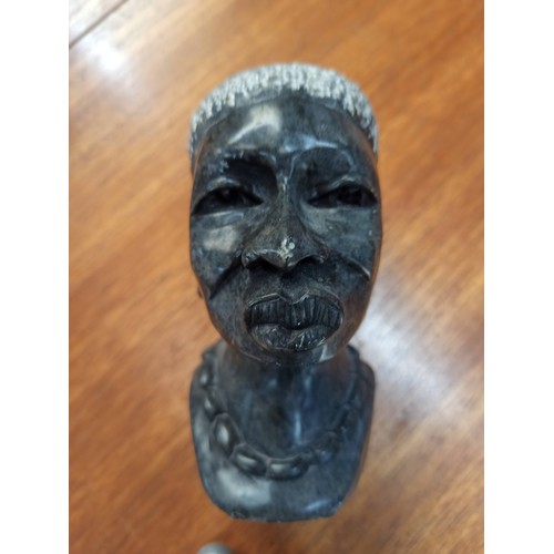 745 - Carved African Head 13cm x 10cm x 7cm