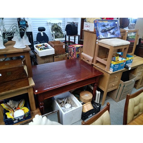 357B - Antique Mahogany Table with Drawers to Each End