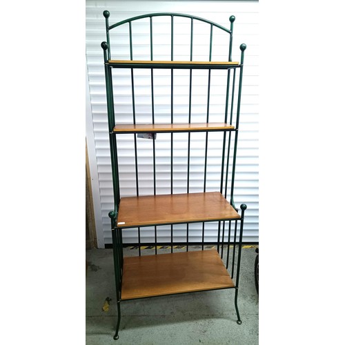 711 - A Green wrought Iron shelf unit 200 x 82 x 48cm