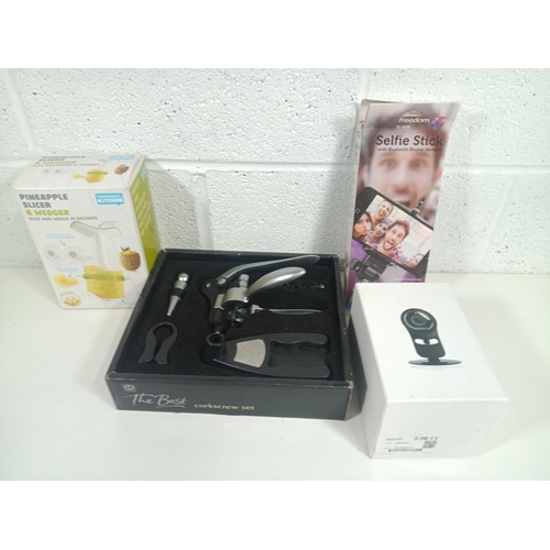 1034 - A Mixed Lot - Security/ Web Cam , Corkscrew Set, Selfie Stick etc