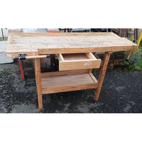 68 - Vigor Wooden Work Bench with Drawer and 2 x Bench Vices 87cm x 150cm x 65cm