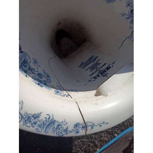 8 - The CENEAS Washdown Closet County Council Pattern Toilet Pan Garden Planter with Cracks as Pictured