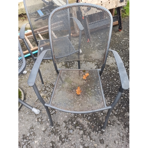 26 - Metal Garden Table , 4 x Chairs, Parasol and Base