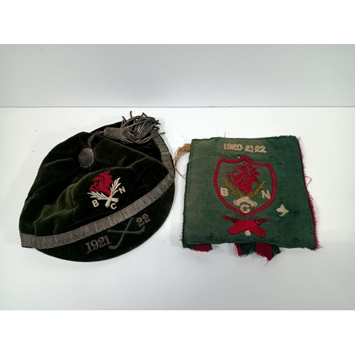 957 - A 1921-22 Welsh BCN Honors Hockey Cap and Cricket patch