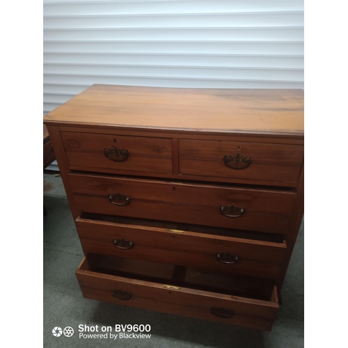 978 - 5 Drawer Chest, Antique, With Brass Handles