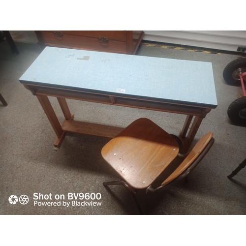 756 - Antique Wooden Children's Desk  with Formica Top with Shelf Storage Underneath 60cm x 90cm x 30cm pl... 