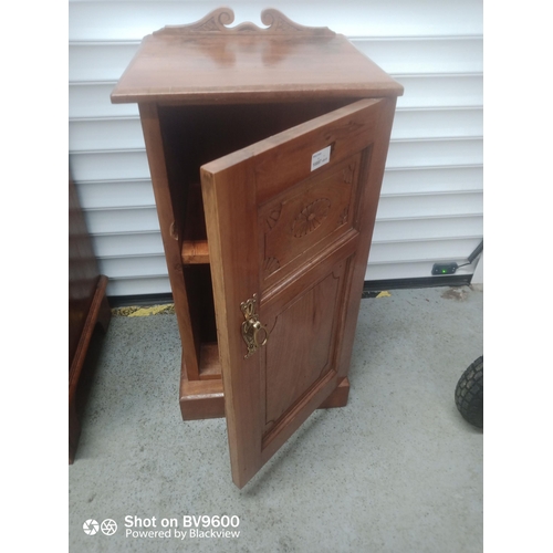 854 - Antique Pot Cupboard with Carved Detail to Door 73cm x 40cm x 35cm