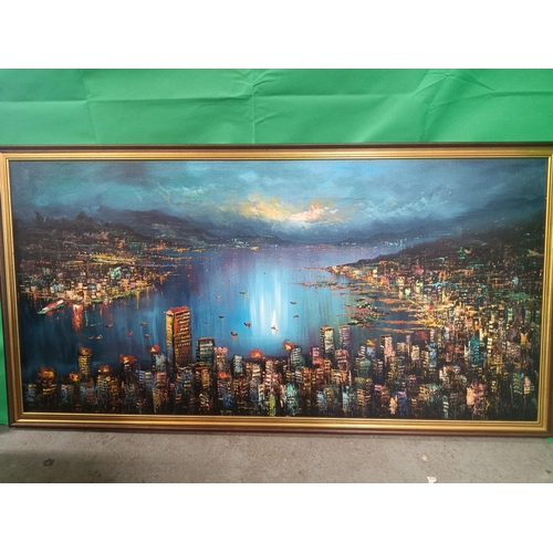 951 - A Large Oil on Canvas of Hong Kong Harbour