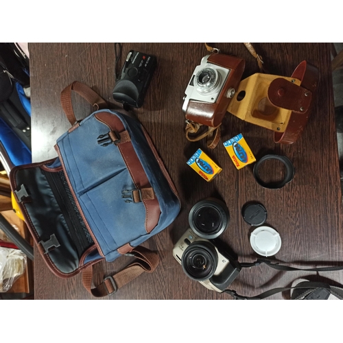 691 - Mixed Camera including Minolta with Lenses in Carry Bag - Olympus AF10 Mini & Agfa Colour Silette