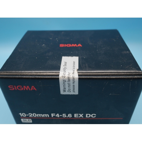 701 - A Sigma 10-20mm F4-5.6  EX DC With Hyper-sonic Motor For Nikon AF D Wide Angle, In Unopened Security... 