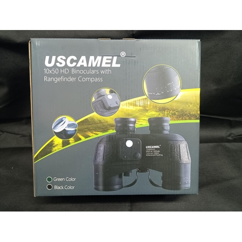 733 - New Boxed and Unused US Camel 10 x 50 HD Marine Binoculars with Range Finder Compass RRP £115