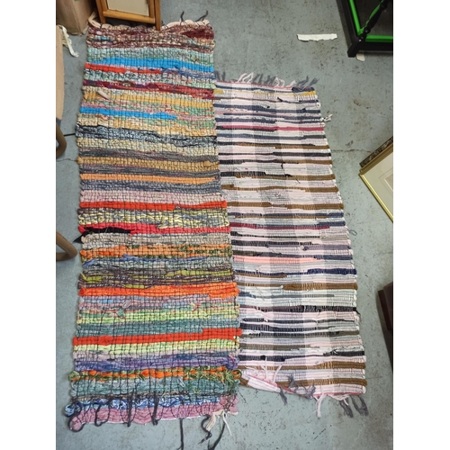 941 - A Pair of Multi Coloured Rag Rugs Largest 170cm x 56cm, Smallest 135cm x 56cm