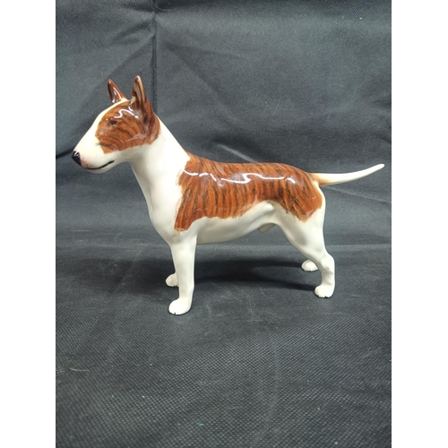 864 - A Beswick Brindle Staffordshire Bull Terrier Porcelain Ornament - Rosemary Rhinestone 20cm x 14cm