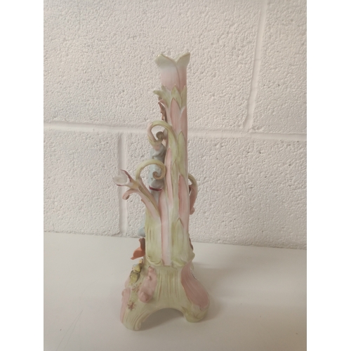 866 - Continental Porcelain Candle Stick - Slight Chip to the Right Flower as Pictured