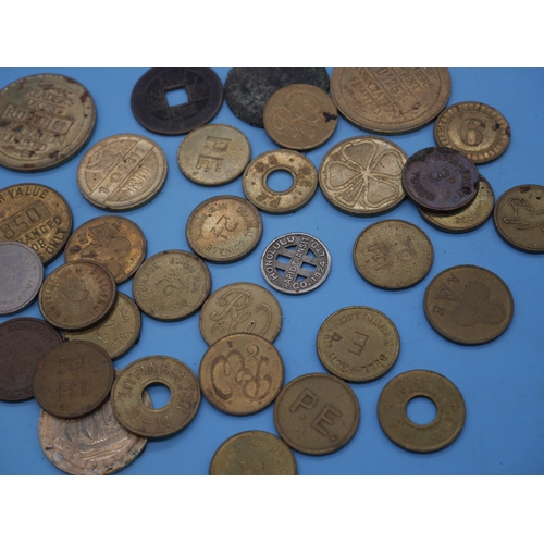 907 - A Quantity of Coins and Tokens Including a 1924 Honolulu Tram Token