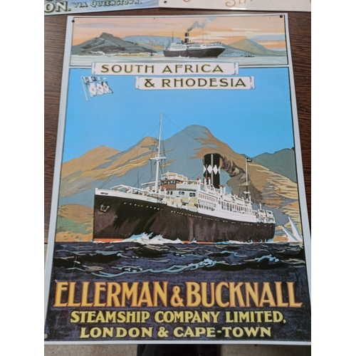 923 - 3 x Liner Advertising Metal Signs including Cunard Line, White Star Line and Ellerman & Bucknall