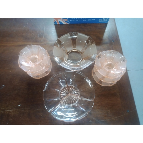 1014 - A Vintage Pink Glass Dessert Set