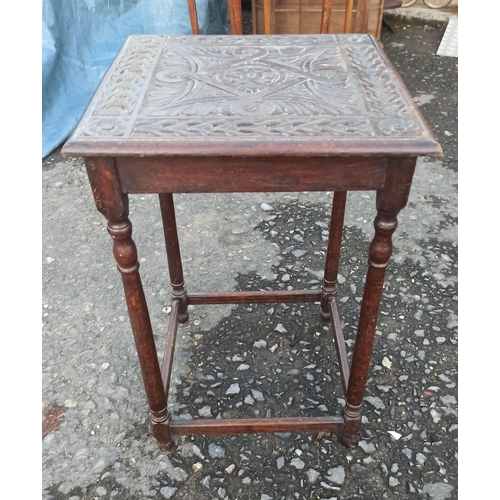 855 - Square Topped Carved Table