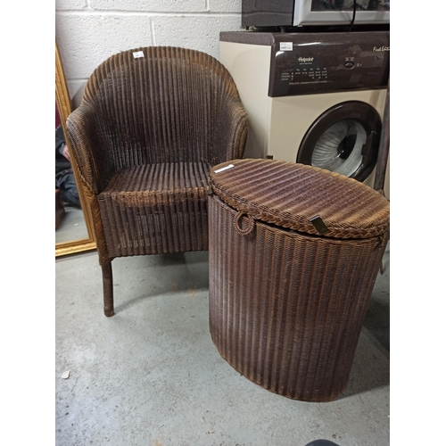 1101 - A Lloyd Loom ( believed to be) Chair and Laundry Basket