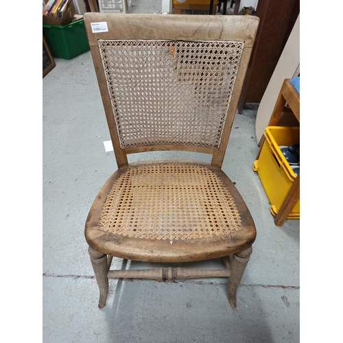 1104 - Wooden Chair with Rattan Seater and Back Rest - In Need of Slight Attention