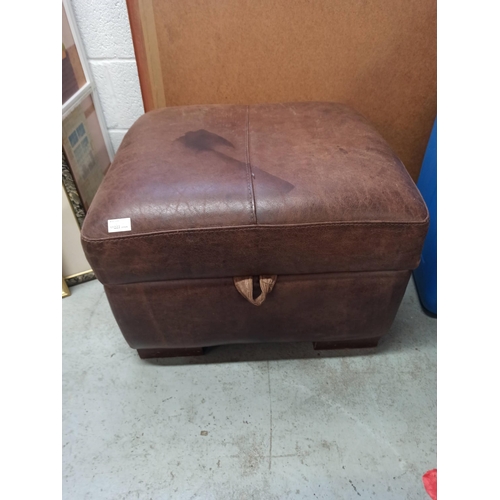 1107 - Large Leather Pouffe with Lift Up Lid for Storage