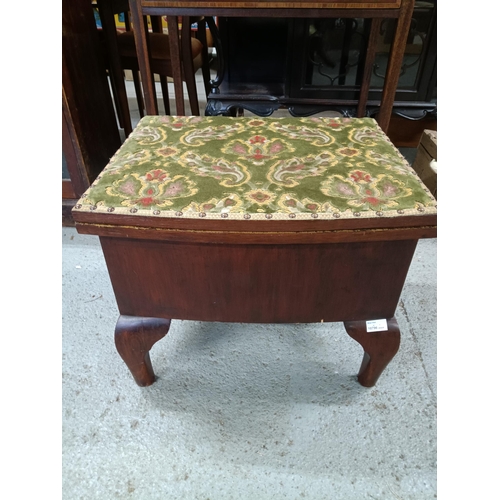 307 - A Sewing Box With Upholstered Top 56x47x46cm