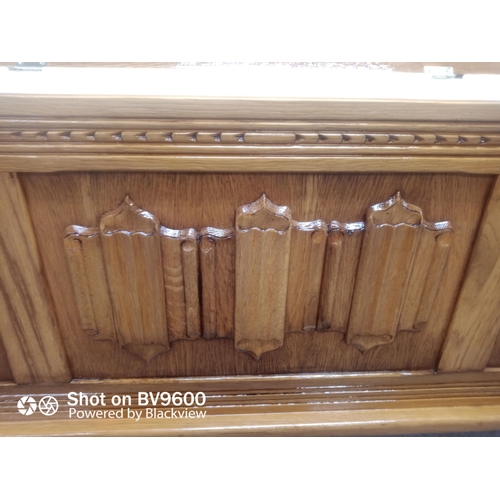 1125 - Wooden Linen Box With Decorative Panels.
48cm H x 105cm W x 40cm D