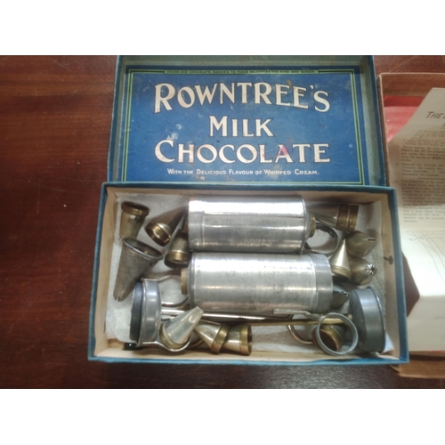 1131 - A Vintage Ideal Ice-cream Maker in Box with Instructions and Vintage Icing Tools in Rowntree's Milk ... 