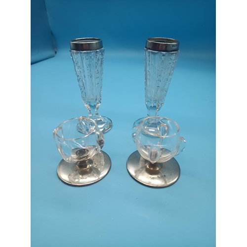 517 - A Pair of Hamilton of Calcutta Hallmarked Silver Based Liquor Glasses and a Pair of Crusted and Silv... 