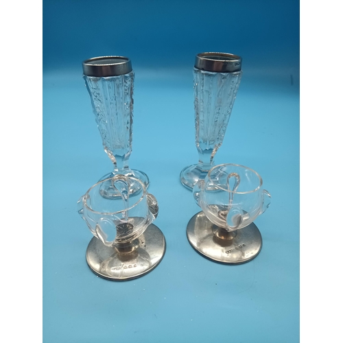 517 - A Pair of Hamilton of Calcutta Hallmarked Silver Based Liquor Glasses and a Pair of Crusted and Silv... 