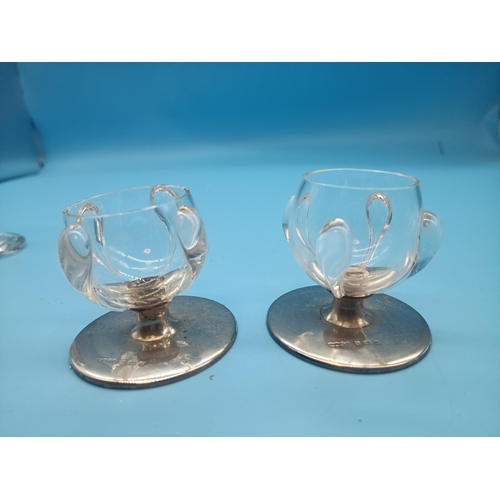 517 - A Pair of Hamilton of Calcutta Hallmarked Silver Based Liquor Glasses and a Pair of Crusted and Silv... 