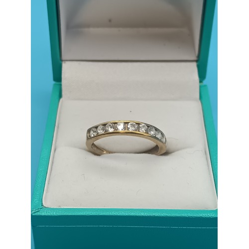 408 - A 9ct Yellow Gold and CZ Half Eternity Ring Size N