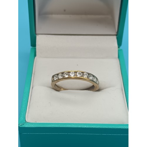 408 - A 9ct Yellow Gold and CZ Half Eternity Ring Size N