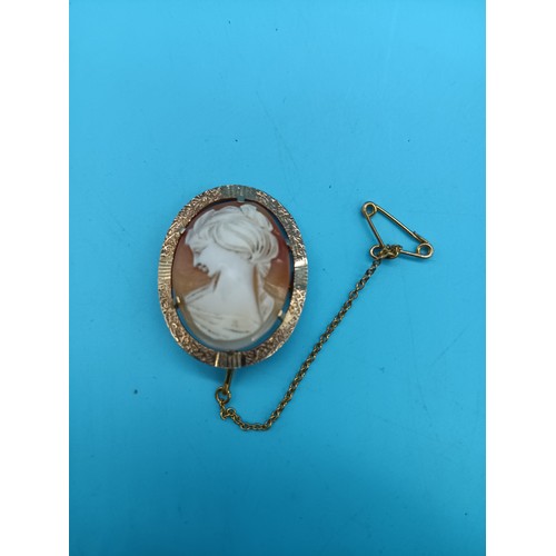 423 - A 9ct Hallmarked Yellow Gold Cameo Brooch