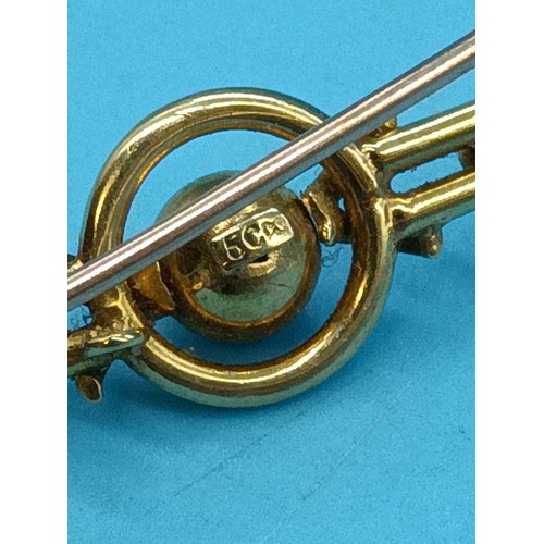 465 - Two x 15ct Yellow Gold Pin Brooches 3.67