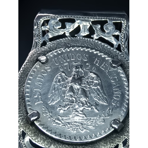 512 - A Mexican Silver Peso Hallmarked Silver Moneyclip