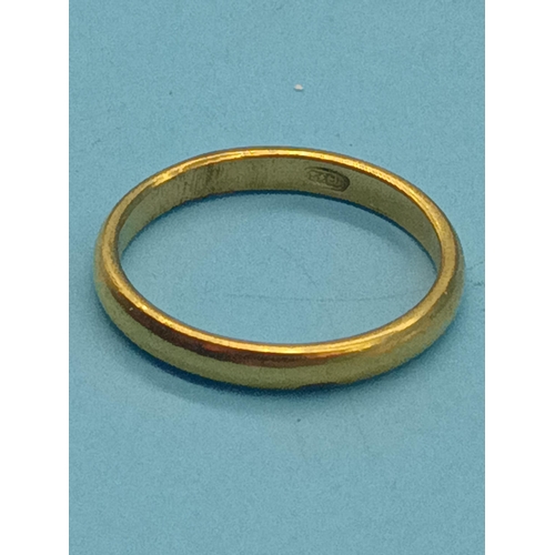 444 - A Tested (Guaranteed 14ct Gold) But Unhallmarked Gold Band 2gms