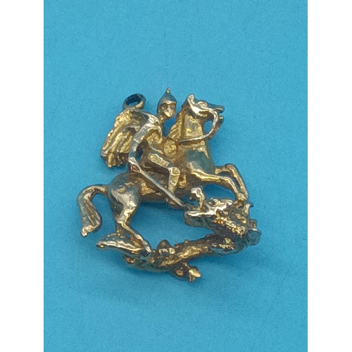 435 - A 9ct Gold Charm  - St George and the Dragon - 4.37 grams