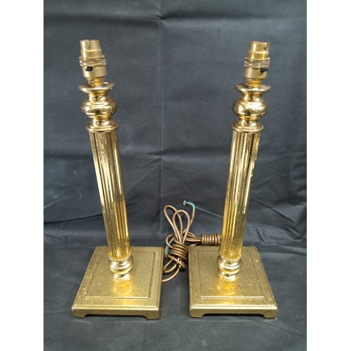 899 - A Pair of Brass Column Table Lamp Bases 45cm