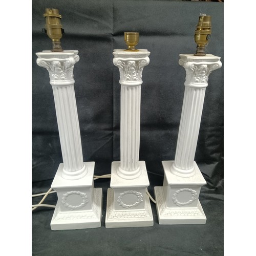 900 - 3 x Porcelain White Table Lamp Bases